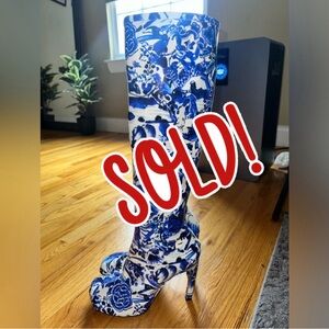 Brand new in box never worn Dries Van Noten “Delfts Blauw” knee high boots